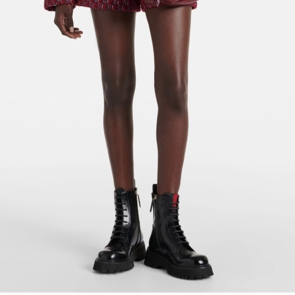 GUCCI web stripe lace up combat boots lace up boots lug boots - Picture 2 of 7